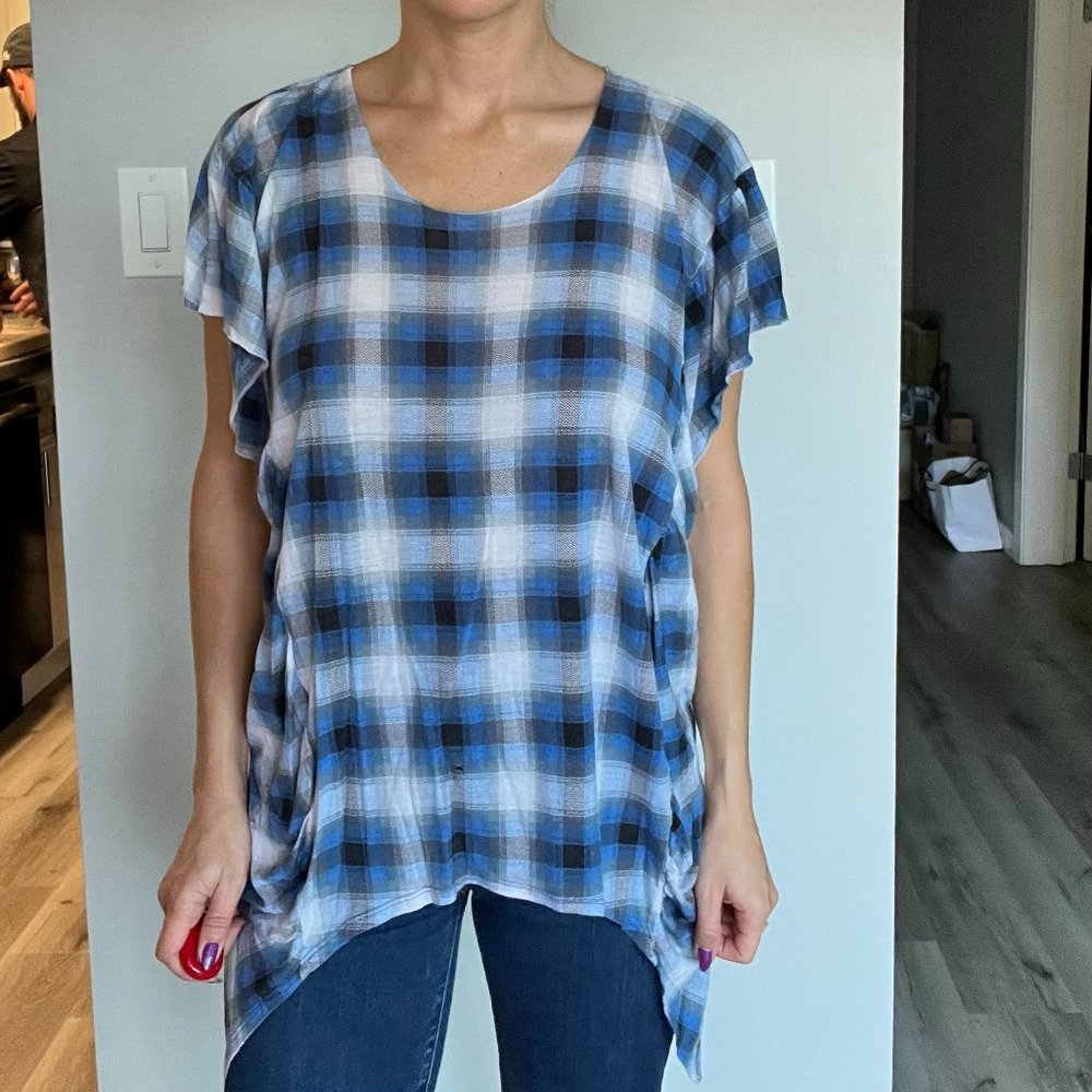 Ronny Kobo Plaid Flutter Top